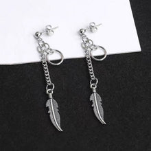 Load image into Gallery viewer, Korean BTS style Feather Circle Rings 10mm Studs Steel Earrings 6-6.5cm
