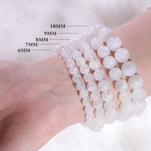 Load image into Gallery viewer, Natural White jade 8mm Round Bead Elastic Stretch String Bracelet
