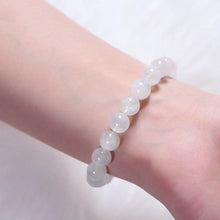 Load image into Gallery viewer, Natural White jade 8mm Round Bead Elastic Stretch String Bracelet
