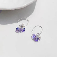 Load image into Gallery viewer, Korean Elegant Purple 6X4mm Bell Flower Austrian Crystal Small Silver Dangle/ Threader Earrings 10cm
