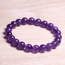 Load image into Gallery viewer, Natural Purple Amethyst Round Bead Birthstone Elastic Stretch String Bracelet 6mm/8mm/10mm
