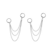 Load image into Gallery viewer, Surgical Steel 3 Layers Cable Chain Triple Link Kpop BTS Style Korean Hoop Earrings 6cm
