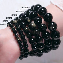 Load image into Gallery viewer, Natural Natural Golden Obsidian Grade AAA Round Gemstone Beads Elastic Stretch String Bracelet
