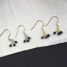 Load image into Gallery viewer, S925 Silver/18K Gold Plated Silver Dangle 4mm Brazil Black Tourmaline Faceted Bead Earrings
