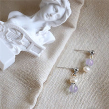 Load image into Gallery viewer, Surgical Steel 6mm Natural Lavender Jade Stud AAA Button Natural Pearls Earrings
