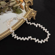 Load image into Gallery viewer, 925 Silver Necklace with Genuine White Keshi Freshwater Pearls, Adjustable 17-19 Inches, Elegant Jewelry
