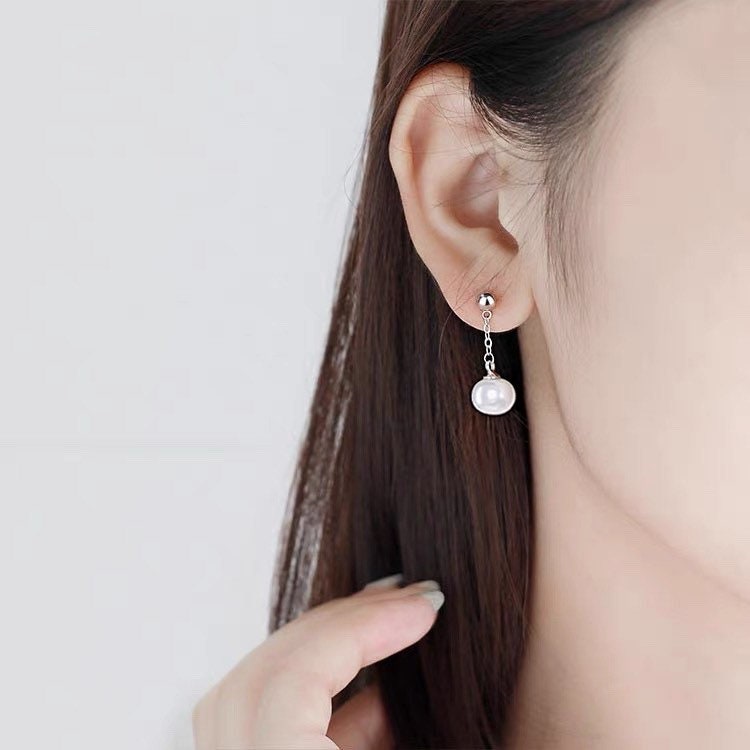 S925 Silver AAA Half Drilled 9mm Pearls Stud Earrings 3cm