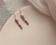 Load image into Gallery viewer, Surgical Steel 4mm Pink Tourmaline Faceted 4.5mm Natural Pearls Dangle Earrings
