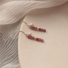 Load image into Gallery viewer, Surgical Steel 4mm Pink Tourmaline Faceted 4.5mm Natural Pearls Dangle Earrings
