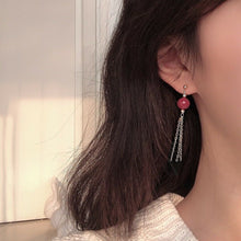 이미지를 갤러리 뷰어에 로드 , 중국 스타일 골드/실버 랜턴 음력 설날 우아한 8mm 붉은 옥 귀걸이 7cm
