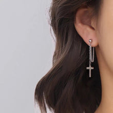 Load image into Gallery viewer, Korean Fashion Kpop Steel Small 18mm Cross Chain Stud Earrings 5cm
