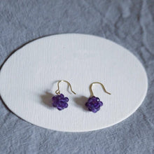 将图片加载到图库查看器，Gold Steel AAA 4mm Amethyst/Aquamarine Gemstone beads Wire Wrapped Dangle Earrings
