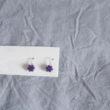 将图片加载到图库查看器，Gold Steel AAA 4mm Amethyst/Aquamarine Gemstone beads Wire Wrapped Dangle Earrings
