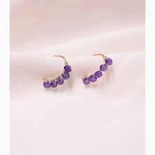 将图片加载到图库查看器，Gold Steel Hook Wire Wrapped Brazil 3-4MM Amethyst AAA Faceted Beads earrings
