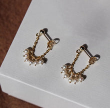 Load image into Gallery viewer, Gold/Silver Steel Natural 3mm Baroque Pearls Stud Earrings
