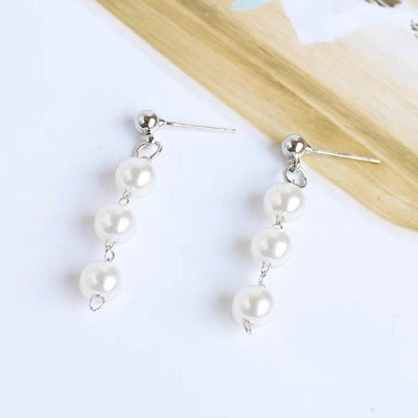 실버/골드 한국 트렌드 우아한 작은 5mm 크리스탈 진주 귀걸이