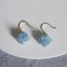 将图片加载到图库查看器，Gold Steel AAA 4mm Amethyst/Aquamarine Gemstone beads Wire Wrapped Dangle Earrings

