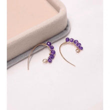 将图片加载到图库查看器，Gold Steel Hook Wire Wrapped Brazil 3-4MM Amethyst AAA Faceted Beads earrings
