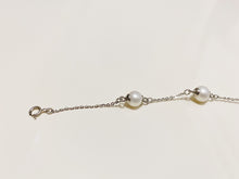 将图片加载到图库查看器，S925 Silver AAAA South Sea Round White Pearls 6-7mm Spring Ring Cable Chain
