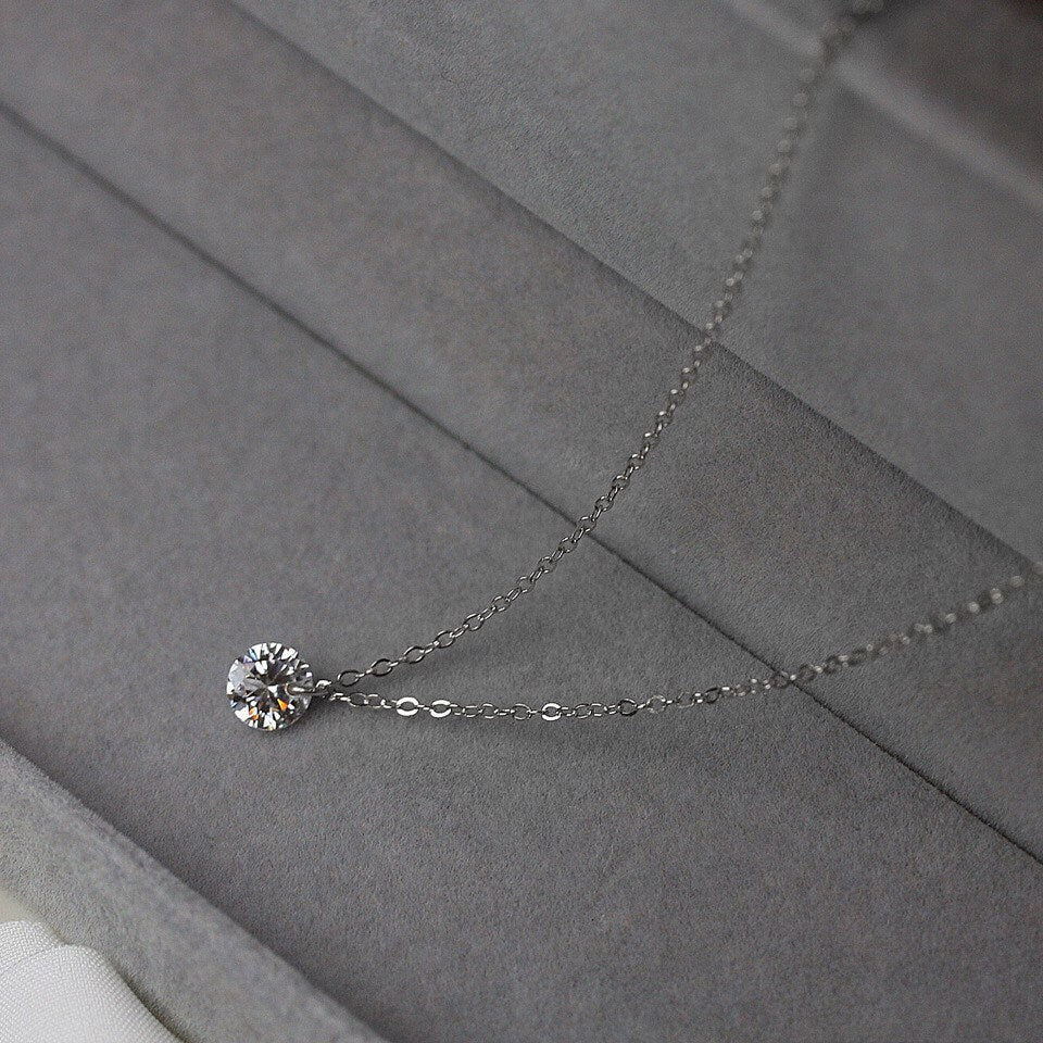 S925 5mm AAAA Mini Small Cubic Zirconia 1mm Cable Chain Dainty Necklace 16-18 Inches