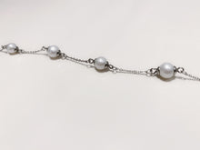 将图片加载到图库查看器，S925 Silver AAAA South Sea Round White Pearls 6-7mm Spring Ring Cable Chain
