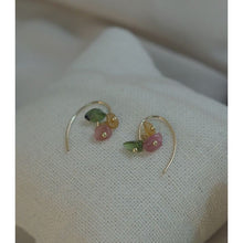 Load image into Gallery viewer, 18k Gold Plated Natural AAA Colorful Tourmaline 3-7mm Freeform Chips Earrings
