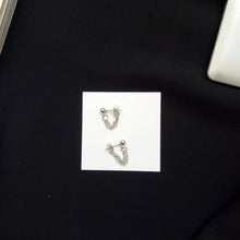 이미지를 갤러리 뷰어에 로드 , 한국어 실버 더블 짧은 실버 2x2mm 체인 2-2.5cm 미니 스터드 귀걸이
