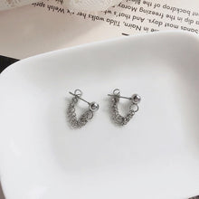 이미지를 갤러리 뷰어에 로드 , 한국어 실버 더블 짧은 실버 2x2mm 체인 2-2.5cm 미니 스터드 귀걸이
