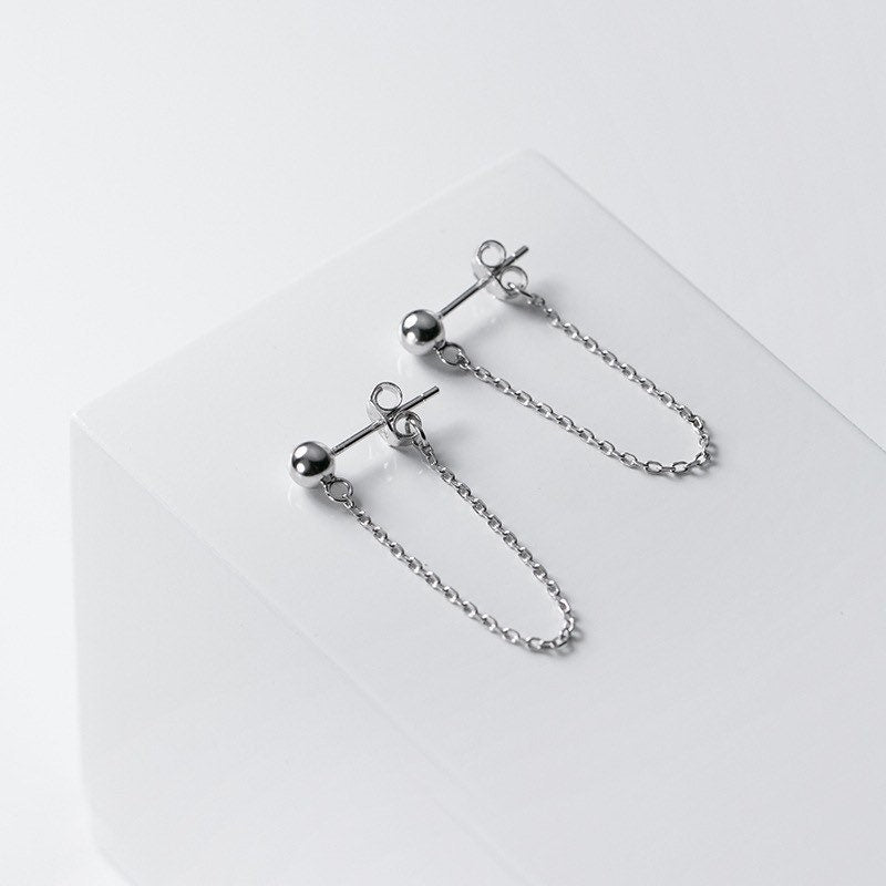 ON SALE Korean Steel 1.2mm Chain Link Punk Minimalist Trend Fashion Earrings 3cm