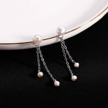 将图片加载到图库查看器，S925 Post Stud 5mm AAA Freshwater Pearls Tassel 3mm Pearls 5cm
