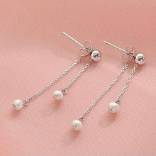 将图片加载到图库查看器，S925/Surgical Steel 3mm Mini Baroque Pearls Short Chain Earrings 3.5cm
