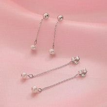 将图片加载到图库查看器，S925/Surgical Steel 3mm Mini Baroque Pearls Short Chain Earrings 3.5cm
