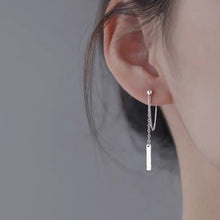 Load image into Gallery viewer, Surgical stainless steel earrings with chain link and rectangle charm, available in 1.5cm or 2cm bar lengths, total earring length is 5cm
