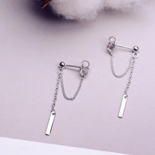 Load image into Gallery viewer, 1.5cm/2cm Bar Surgical Stainless Steel Korean Fashion Chain Link Rectangle Charm Earrings 5cm
