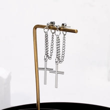 이미지를 갤러리 뷰어에 로드 , 한국 패션 Kpop 스틸 크로스 체인 스터드 귀걸이 6.5cm
