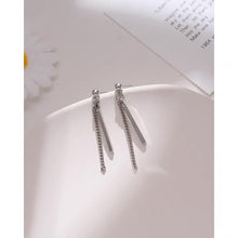 Load image into Gallery viewer, Steel Korean Style Kpop Studs Rectangle Charm 2cm Chain Earrings 5cm
