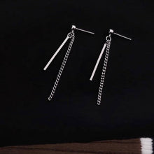 Load image into Gallery viewer, Steel Korean Style Kpop Studs 3cm Rectangle Charm Chain Earrings 5.5cm
