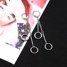 Load image into Gallery viewer, Korean BTS style Simple 10mm ring circle Kpop Rectangle Charm Earrings 6.5cm Steel Stud/Hoop
