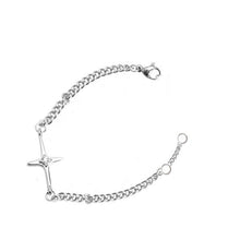 Load image into Gallery viewer, Stainless Steel Korean Style Four Pointed Star Cuban 3.8mm Chain Link Bracelet  6/7/8 Inches with 0.5 Inch Extender Chain
