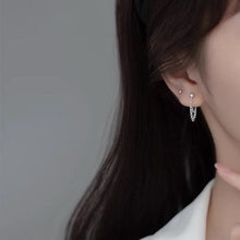 이미지를 갤러리 뷰어에 로드 , 한국어 실버 더블 짧은 실버 2x2mm 체인 2-2.5cm 미니 스터드 귀걸이
