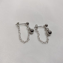 Load image into Gallery viewer, Steel Korean Kpop Style 4mm Beads 2X3mm Short Chain Earrings Stud Trend Unisex 2-2.5cm
