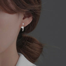 Load image into Gallery viewer, Steel Korean Kpop Style 4mm Beads 2X3mm Short Chain Earrings Stud Trend Unisex 2-2.5cm
