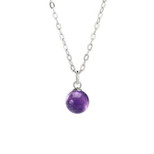 Load image into Gallery viewer, S925 AAA Amethyst 7-8mm Round Bead Necklace 16-18 Inches
