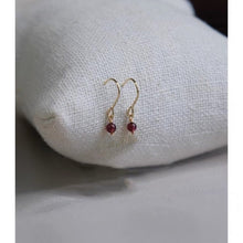 将图片加载到图库查看器，18K gold plated or silver dangle earrings with natural 3mm mini garnet beads, perfect for adding a touch of rich sophistication and subtle style to any outfit.
