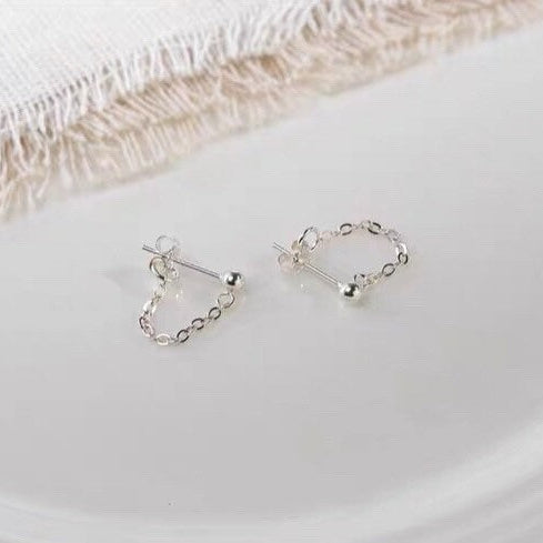 한국 미니멀리스트 1.2mmx1mm 체인 2-2.5cm 미니 스테인레스 스틸 스터드 귀걸이