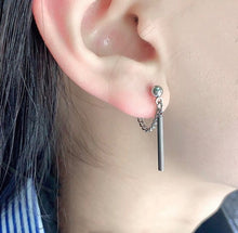 이미지를 갤러리 뷰어에 로드 , 한국 펑크 스테인레스 스틸 2cm 직사각형 참 짧은 체인 귀걸이
