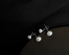 将图片加载到图库查看器，S925 AAA button Pearls 5mm&amp;8mm Stud Earrings
