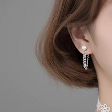 Load image into Gallery viewer, Korean Fashion 5mm Crystal Pearls Silver 2x3mm Chains Earrings 3-3.5mm
