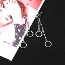 Load image into Gallery viewer, Korean BTS style Simple 10mm ring circle Kpop Rectangle Charm Earrings 6.5cm Steel Stud/Hoop
