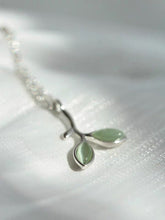 이미지를 갤러리 뷰어에 로드 , S925 실버 올리브 가지 모조 고양이 눈 그린 스톤 목걸이 ~16-17인치

